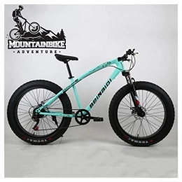 NENGGE  NENGGE Hardtail Mountain Bikes with 24 Inch Fat Tire for Adults Men Women, Anti-Slip Mountain Bicycle with Front Suspension & Mechanical Disc Brakes, High Carbon Steel Frame, Green 2, 21 Speed