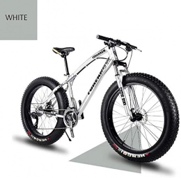 NENGGE Fat Tyre Mountain Bike NENGGE High Grade Style 'Snow Bike Cycle Fat Tyre, 26 / 24 Inch Double Disc Brake Mountain Snow Beach Fat Tire Variable Speed Bicycle, Bike Features Lasting Tyres, White, (Size : 24)