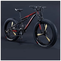 NENGGE Fat Tyre Mountain Bike NENGGE Mens Women Fat Tire Mountain Bike, 26-Inch Wheels, 4-Inch Wide Off-road Tires, 7 / 21 / 24 / 27 / 30 Speed Full Suspension Moutain Bicycle for Adults Teens, Carbon Steel, 7 Speed, Black 3 Spoke