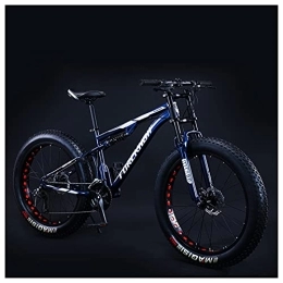 NENGGE Fat Tyre Mountain Bike NENGGE Mountain Bike 24 Inch Fat Tire for Men and Women, Dual-Suspension Adult Mountain Trail Bikes, All Terrain Bicycle with Adjustable Seat & Dual Disc Brake, Blue, 24 Speed
