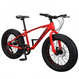 NOBRAND Bike NOBRAND Kids Mountain Bikes, 20 Inch 9-Speed Fat Tire Anti-Slip Bikes, Aluminum Frame Dual Disc Brake Bicycle, Hardtail Mountain Bike, Red Suitable for men and women, cycling and hiking (Color : Red)