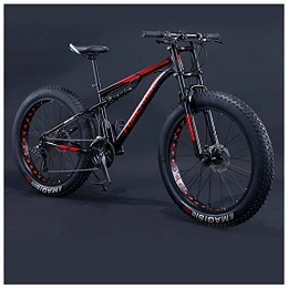 NZKW Fat Tyre Mountain Bike NZKW 24 Inch Fat Tire Hardtail Mountain Bike for Men and Women, Dual-Suspension Adult Mountain Trail Bikes, All Terrain Bicycle with Adjustable Seat & Dual Disc Brake, Black, 30 Speed