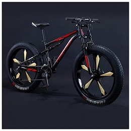 NZKW Fat Tyre Mountain Bike NZKW Mens Women Fat Tire Mountain Bike, 26-Inch Wheels, 4-Inch Wide Off-road Tires, 7 / 21 / 24 / 27 / 30 Speed Full Suspension Moutain Bicycle for Adults Teens, Carbon Steel, 24 Speed, Black 5 Spoke