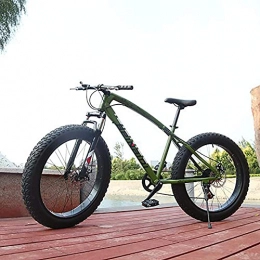 NZKW Fat Tyre Mountain Bike NZKW Mountain Bike Fat Tire Bicycles Country Gearshift Bicycle, Outdoor Bicycle Student Carbon Steel Bicycle Full Suspension MTB for Beach, Desert, Snow, Green, 7speed 26 inch