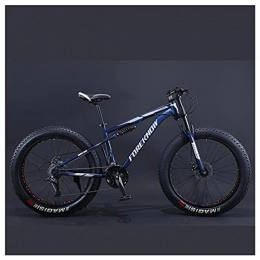 NZKW Fat Tyre Mountain Bike NZKW Mountain Bikes, 24 Inch Fat Tire Hardtail Mountain Bike, Dual Suspension Frame and Suspension Fork All Terrain Mountain Bike for Men Women Adult, Blue, 30 Speed