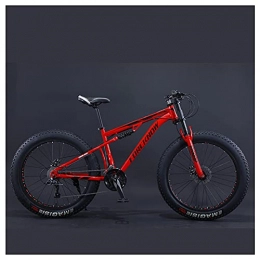 NZKW Bike NZKW Mountain Bikes, 26 Inch Fat Tire Hardtail Mountain Bike, Dual Suspension Frame and Suspension Fork All Terrain Mountain Bike for Men Women, 27 Speed, Red Spoke
