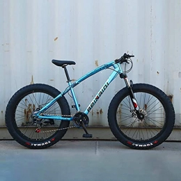 NZKW Fat Tyre Mountain Bike NZKW Mountain Bikes, Fat Tire Hardtail Mountain Bike, All Terrain Mountain Bike with Front Suspension Adjustable Seat(7-Speed 24" 26 Inch), Blue, 7speed 26 inch