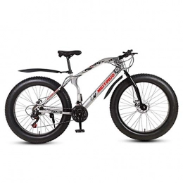 Oanzryybz 26 Inch Wide Tire Snowmobile/ATV, Dual Disc Brake Off-Road Variable Speed Mountain Bike, 21-24-27 Speed,for Mens,Students (Color : Silver, Size : 24)