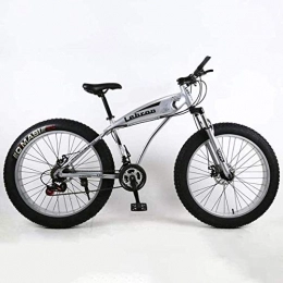 Painting Fat Tyre Mountain Bike Painting Fat Tire Mountain Bike, Lightweight High-Carbon Steel Frame Cruiser Bikes Beach Snowmobile Bicycle Double Disc Brake 26 Inch Wheels BXM bike (Color : Silver, Size : 27 speed)