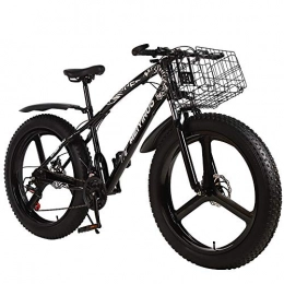 Poooooi Bike Poooooi Bicycle 26 Inch Double Disc Snowmobile Wide Tires Off-Road ATV Transmission Bike Adult Mountain Bike, black, 24