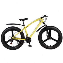 Poooooi Bike Poooooi Bicycle 26 Inch Double Disc Snowmobile Wide Tires Off-Road ATV Transmission Bike Adult Mountain Bike, yellow, 24