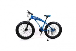 QGQ Bike QGQ 26 inch Fat Tire Road Mens Mountain Bike 21 / 24 / 27 Speeds, Bicycle Snow Bike Pedals with Disc Brakes and Suspension Fork, Blue, 21 Speed