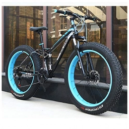 QIMENG Bike QIMENG 24 / 26 Inch Mountain Bikes Fat Tire Hardtail Mountain Bikes Beach Snowmobile Bicycle Dual Suspension Frame High-Carbon Steel Frame 21 / 24 / 27 Speed Adjustable Seat, Blue, 26inches 21speed