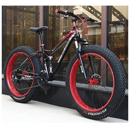 QIMENG Fat Tyre Mountain Bike QIMENG 24 / 26 Inch Mountain Bikes Fat Tire Hardtail Mountain Bikes Beach Snowmobile Bicycle Dual Suspension Frame High-Carbon Steel Frame 21 / 24 / 27 Speed Adjustable Seat, Red, 26inches 21speed