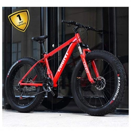 QIMENG Fat Tyre Mountain Bike QIMENG 24 Inch Mountain Bikes Fat Tire Beach Snowmobile Bicycle Adjustable Seat 7 / 21 / 24 / 27-Speed Dual Disc Brake Off-Road Suitable for Height 160-180Cm, red, 21 speed