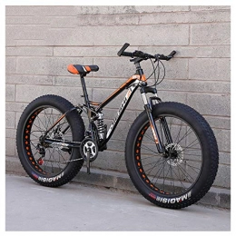 QIMENG Fat Tyre Mountain Bike QIMENG 24 Inch Mountain Bikes Fat Tire Beach Snowmobile Bicycle Suspension Fork All Terrain High-Carbon Steel Frame Dual Full Suspension Bicycle Suitable for Height 145Cm-1.8Cm, B, 7 speed