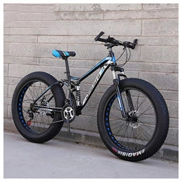 QIMENG Fat Tyre Mountain Bike QIMENG 24 Inch Mountain Bikes Fat Tire Beach Snowmobile Bicycle Suspension Fork All Terrain High-Carbon Steel Frame Dual Full Suspension Bicycle Suitable for Height 145Cm-1.8Cm, C, 7 speed