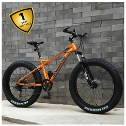 QIMENG Bike QIMENG 24 Inch Mountain Bikes Fat Tire Hardtail Mountain Bikes All Terrain Mountain Bike 7 / 21 / 24 / 27 / 30 Speed High-Carbon Steel Frame Front Suspension Mechanical Disc Brakes, Orange, 30 speed