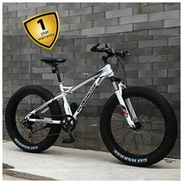 QIMENG Bike QIMENG 24 Inch Mountain Bikes Fat Tire Hardtail Mountain Bikes All Terrain Mountain Bike 7 / 21 / 24 / 27 / 30 Speed High-Carbon Steel Frame Front Suspension Mechanical Disc Brakes, White, 30 speed