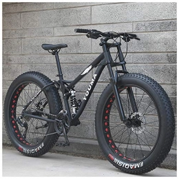QIMENG Fat Tyre Mountain Bike QIMENG 26 Inch Mountain Bike Adult Mountain Bike Fat Tire 21-Speed High-Carbon Steel Frame Dual Suspension Frame Suitable for Height 160-185Cm, Black