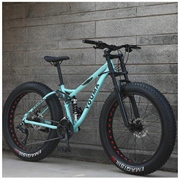 QIMENG Fat Tyre Mountain Bike QIMENG 26 Inch Mountain Bike Fat Tire Beach Snowmobile Bicycle 21 / 24 / 27 Speed Mens Women Carbon Steel Bicycle Dual Suspension Frame Suitable for Height 165-185Cm, Green, 21 speed