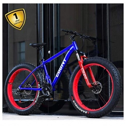QIMENG Fat Tyre Mountain Bike QIMENG 26 Inch Mountain Bikes Fat Tire Beach Snowmobile Bicycle 7 / 21 / 24 / 27 Speed All Terrain Hardtail Mountain Bike Front Suspension Mechanical Disc Brakes Suitable Height 165-185CM, blue red, 7 speed