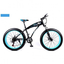 Qinmo Bike Qinmo Adults Mountain Bike, Bold Shock Absorption 24 / 26 inch Snow Beach Bike 4.0 Fat Tires 21 / 24 / 27 Speed Dual Disc Brake (Color : Blue)