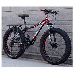 Qinmo Fat Tyre Mountain Bike Qinmo Adults Snow Beach Bicycle, Double Disc Brake 24 / 26 inch All Terrain Mountain Bike 4.0 Fat Tires Adjustable Seat (Color : Black Red)