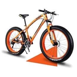 QIU Fat Tyre Mountain Bike QIU 26" / 24" / 20" Mountain Bikes, Adult Fat Tire Mountain Trail Bike, 7 Speed Bicycle, High-carbon Steel Frame Dual Full Suspension Dual Disc Brake (Color : Orange, Size : 26")