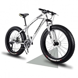 QIU Bike QIU Mountain Fat Tire Bike Bicycle Full Suspension MTB Carbon Steel Mountain Bike Dual Disc Brake Hardtail Bike for Beach, Desert, Snow(7 Speed 20 / 24 / 26In) (Color : White, Size : 24")