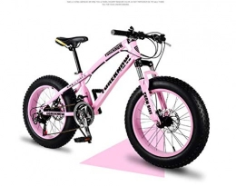 Qj Fat Tyre Mountain Bike Qj Mens' Mountain Bike, 26 inch Fat Tire Road Bicycle Snow Bike Beach Bike High-carbon Steel Frame, 24 speed With Disc Brakes and Suspension Fork, Pink