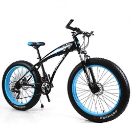 Qj Fat Tyre Mountain Bike Qj Mountain Bike 26 Inch Fat Tire Road Bicycle 21 Speeds Snow Bike Pedals with Disc Brakes, Black Blue