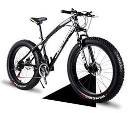 Qj Fat Tyre Mountain Bike Qj Mountain Bike, 26 Inch Fat Tire Road Bicycle Snow Bike Beach Bike High-Carbon Steel Frame, 7 / 21 / 24 / 27 Speed with Disc Brakes And Suspension Fork, Black, 27Speed
