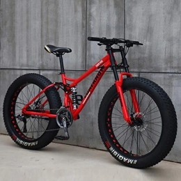 QMMD Fat Tyre Mountain Bike QMMD 24-Inch / 26-Inch Mountain Bikes, Adult Dual-Suspension Mountain Bike, 7-21-24-27-Speed High-carbon Steel Mountain Trail Bike, Dual Disc Brake Mountain Bicycle, 26 inches Red, 27 speed