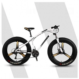 QMMD Bike QMMD 26-Inch Adult Mountain Bikes, Hardtail Mountain Bike, Fat Tire High-carbon Steel Anti-Slip Bikes, Front Suspension, 7-21-24-27-Speed All Terrain Mountain Bike, White 3 Spokes, 7 speed