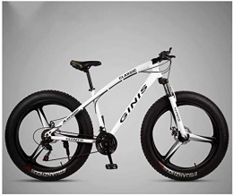 QXX Bike QXX 26 Inch Mountain Bicycle, High-carbon Steel Frame Fat Tire Mountain Trail Bike, Men's Womens Hardtail Mountain Bike with Dual Disc Brake (Color : White, Size : 21 Speed 3 Spoke)
