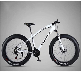 QXX Fat Tyre Mountain Bike QXX 26 Inch Mountain Bicycle, High-carbon Steel Frame Fat Tire Mountain Trail Bike, Men's Womens Hardtail Mountain Bike with Dual Disc Brake (Color : White, Size : 27 Speed Spoke)