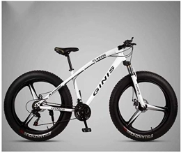 QXX Bike QXX 26 Inch Mountain Bicycle, High-carbon Steel Frame Fat Tire Mountain Trail Bike, Men's Womens Hardtail Mountain Bike with Dual Disc Brake (Color : White, Size : 30 Speed 3 Spoke)