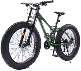 QXX Bike QXX 26 Inch Women Mountain Bikes, Dual Disc Brake Fat Tire Mountain Trail Bike, Hardtail Mountain Bike, Adjustable Seat Bicycle, High-carbon Steel Frame, Green, 27 Speed