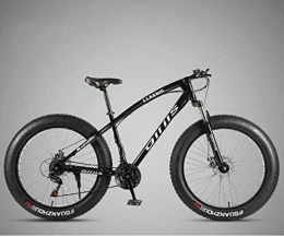 QZ Fat Tyre Mountain Bike QZ 26 Inch Bicycle Mountain Bike Hardtail for Men's Womens, Fat Tire MTB Bikes, High-Carbon Steel Frame, Shock-Absorbing Front Fork And Dual Disc Brake (Color : Black, Size : 30 speed)