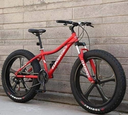 QZ Fat Tyre Mountain Bike QZ 26 Inch Hardtail Mountain Bike for Adults, High Carbon Steel Frame, Full Suspension Spring Fork, Double Disc Brake (Color : Red, Size : 21 speed)