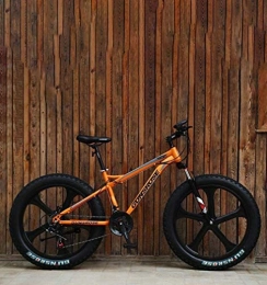 QZ Fat Tyre Mountain Bike QZ 26 Inch Magnesium Alloy Integrated Wheels Fat Tire Adult Mountain Bike Double Disc Brake / High-Carbon Steel Frame Cruiser Bikes, Beach Snowmobile Bicycle (Color : Orange, Size : 21 speed)