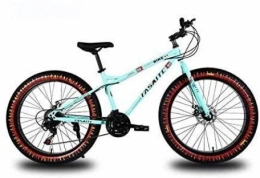 QZ Fat Tyre Mountain Bike QZ 26 Inch Mountain Bike for Adults, Dual Disc Brake Fat Tire Mountain Trail Bicycle, Hardtail Mountain Bike, High-Carbon Steel Frame (Color : Blue, Size : 27 speed)