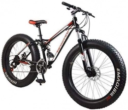 QZ Fat Tyre Mountain Bike QZ 26 Inch Wheels 21Speed Fat Tire Hardtail Mountain Bicycle, Dual Suspension Frame And High Carbon Steel Frame Double Disc Brake (Color : Black red)