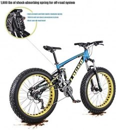 QZ Fat Tyre Mountain Bike QZ Adult Fat Tire Mountain Bike, 27 Speed Aluminum Alloy Off-Road Snow Bikes, Oil Pressure Double Disc Brake Beach Cruiser Bicycle, 26 Inch Wheels (Color : Blue)