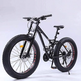 QZ Bike QZ Adult Fat Tire Mountain Bike, Full Suspension Off-Road Snow Bikes, Double Disc Brake Beach Cruiser Bicycle, Student Highway Bicycles, 26 Inch Wheels (Color : Black, Size : 21 speed)
