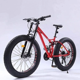 QZ Fat Tyre Mountain Bike QZ Adult Fat Tire Mountain Bike, Full Suspension Off-Road Snow Bikes, Double Disc Brake Beach Cruiser Bicycle, Student Highway Bicycles, 26 Inch Wheels (Color : Red, Size : 27 speed)