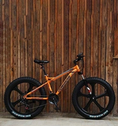 QZ Fat Tyre Mountain Bike QZ Fat Tire Adult Mountain Bike, Double Disc Brake / High-Carbon Steel Frame Cruiser Bikes, Beach Snowmobile Bicycle, 26 Inch Magnesium Alloy Integrated Wheels (Color : Orange, Size : 24 speed)