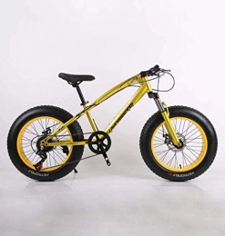 QZ Fat Tyre Mountain Bike QZ Fat Tire Adult Mountain Bike High-Carbon Steel Frame Cruiser Bikes, Beach Snowmobile Bicycle, Double Disc Brake 20 Inch Wheels (Color : Yellow, Size : 21 speed)