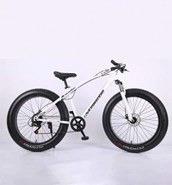 QZ Fat Tyre Mountain Bike QZ Fat Tire Adult Mountain Bike, High-Carbon Steel Frame Cruiser Bikes, Beach Snowmobile Bicycle, Double Disc Brake 26 Inch Wheels (Color : White, Size : 7 speed)